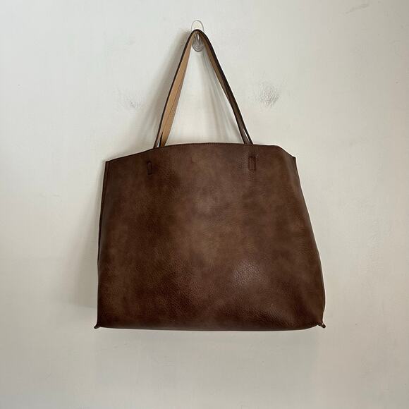 Unlabeled Reversable Two Tone Tote Bag Beige Pink - Picture 6 of 9